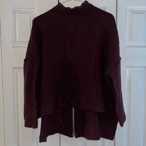 Altar’d State Mock Neck Zip Up Sweater in Deep Purple - size small